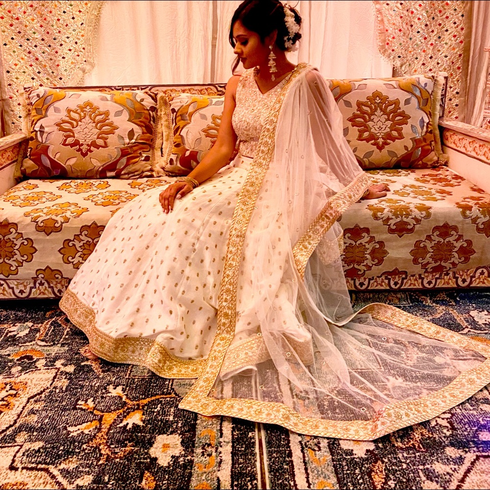 White ivory and gold lehenga